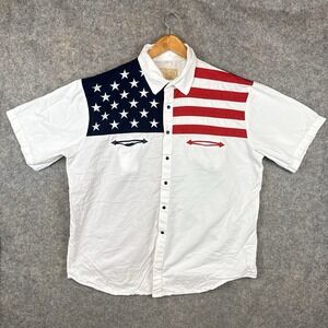 Scully Shirt Mens XL American Flag USA Patriotic Pearl Snap Cowboy Star Stripes